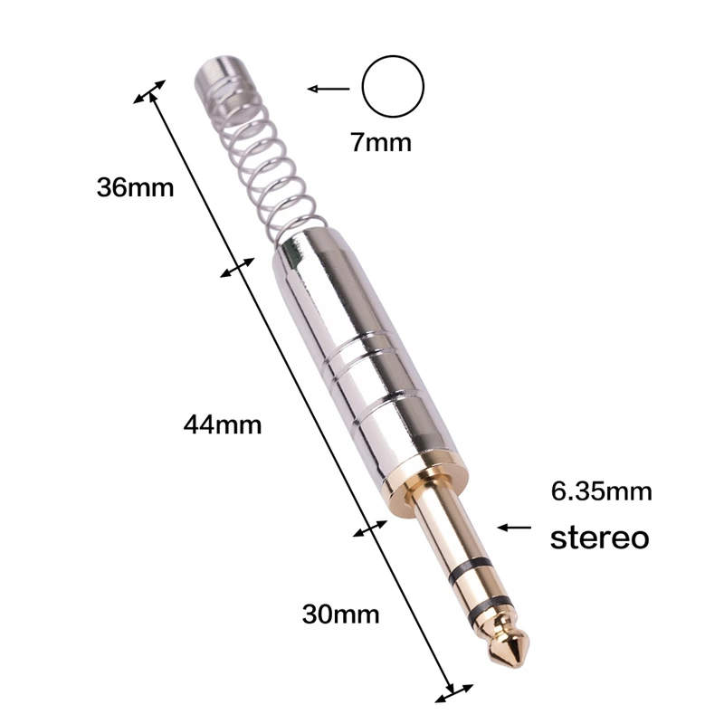 5PC 6.35Mm Stereo Audio Jack Amplifier Microphone Plug 6.35 Sophomore Core Solder Jack Male Plug Connector