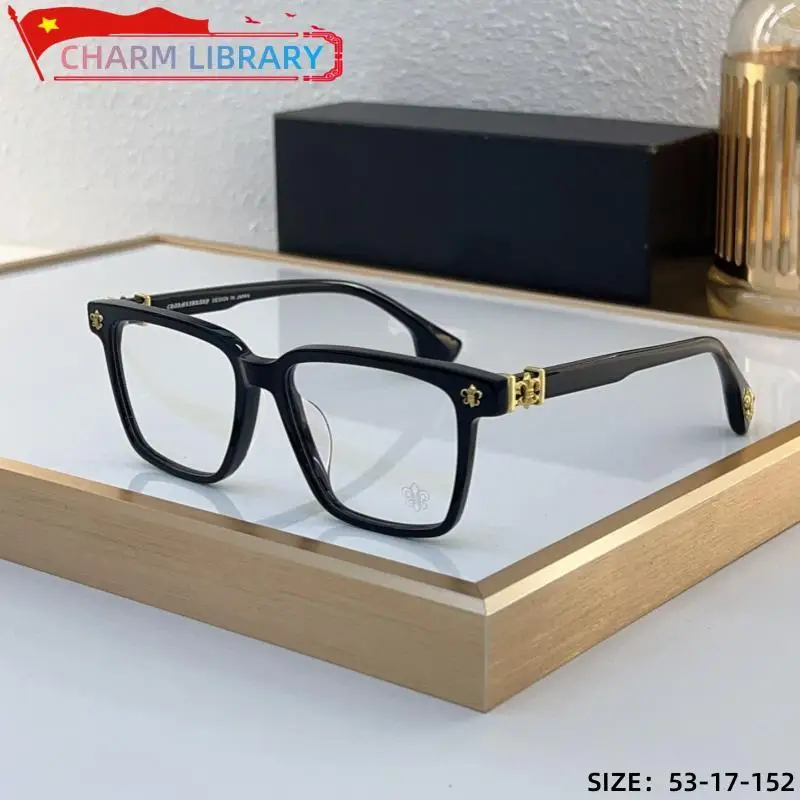 New Fashion Women Glasses Frame Men Luxury Brand Designer Acetate Black Classic Retro Large Anti-blue Prescription Myopia Glasse