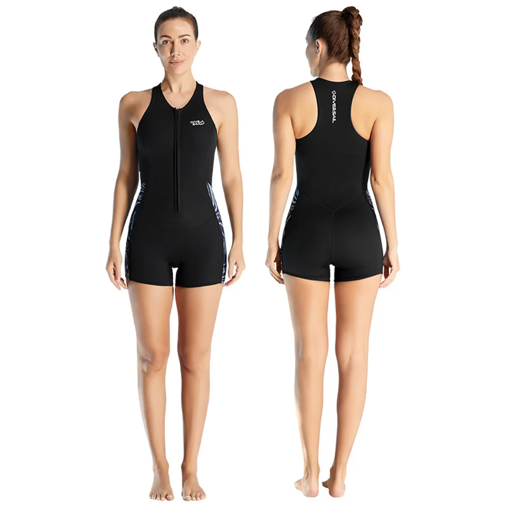 2mm Diving Suit Women's One-Piece Sleeveless Vest Shorts Cold-Proof Wet Suit Swimming Warm Surfing Snorkeling