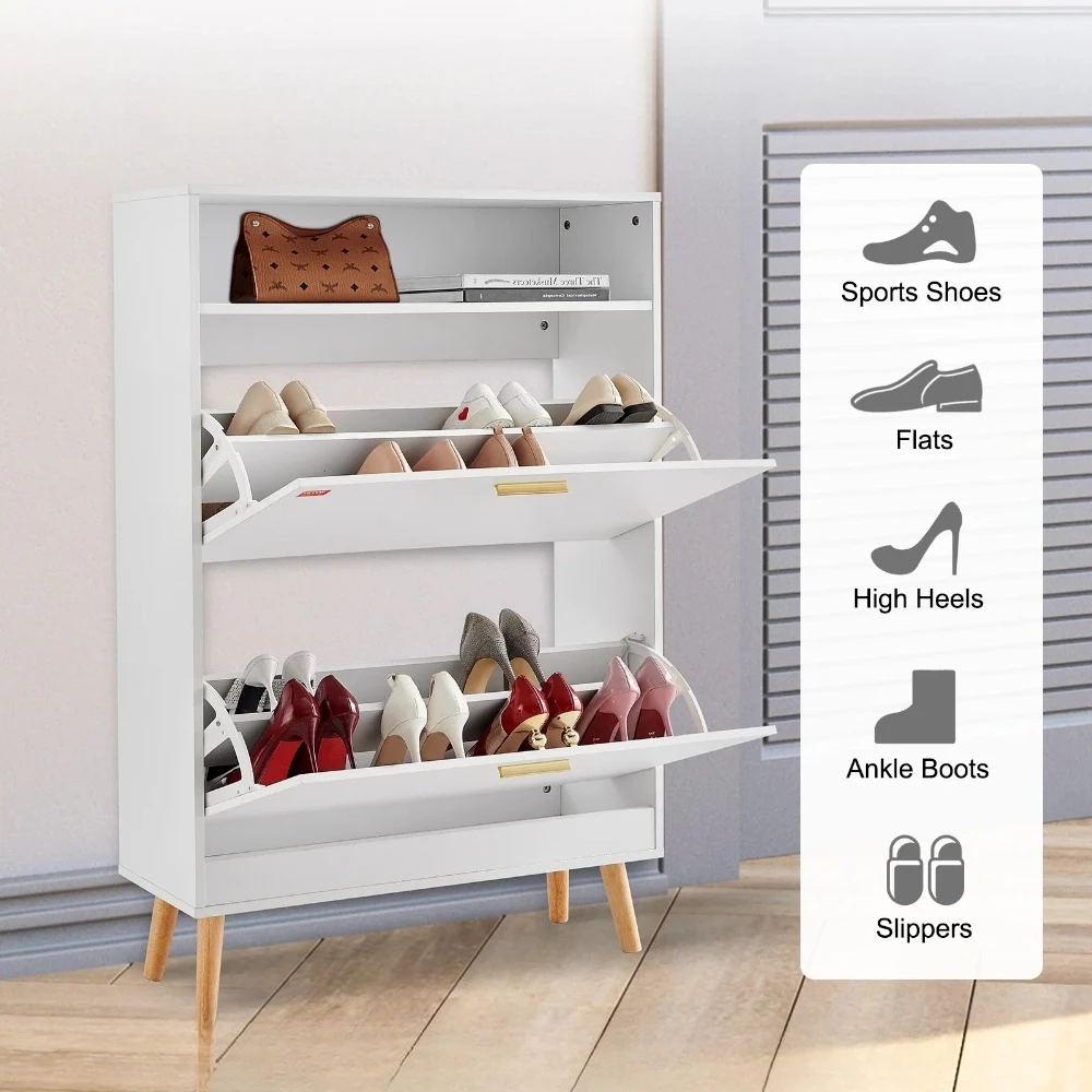 

Shoe Cabinet with 2 Flip Drawers Shoe Storage Cabinet for Entryway,white, Porte Chaussure Rangement , Shoe Cabinets