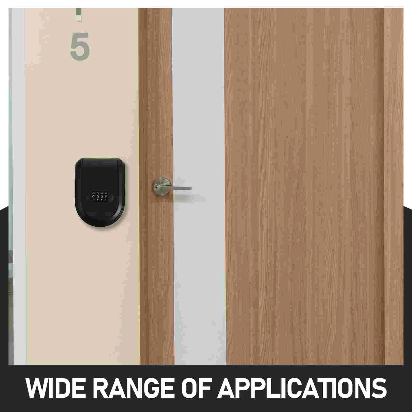 Black Plastic Key Lock Box Wall Mounted Outdoor Cabinet Resettable Code for Home Car Office Safe Key Management