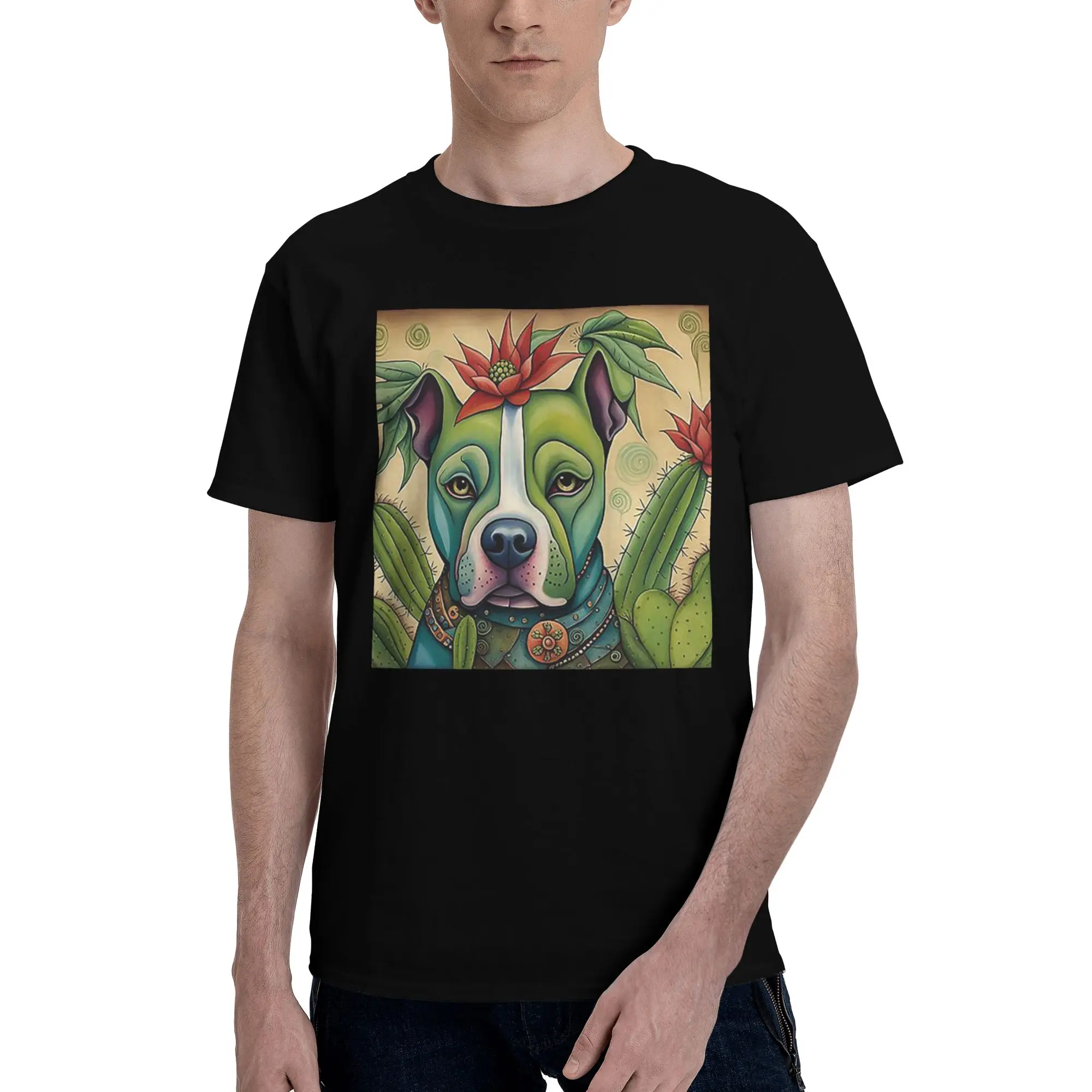 

Футболка из 100% хлопка Pit Bull Prickly Portraits, мужские забавные футболки, мужские футболки с круглым вырезом и коротким рукавом, S-6XL