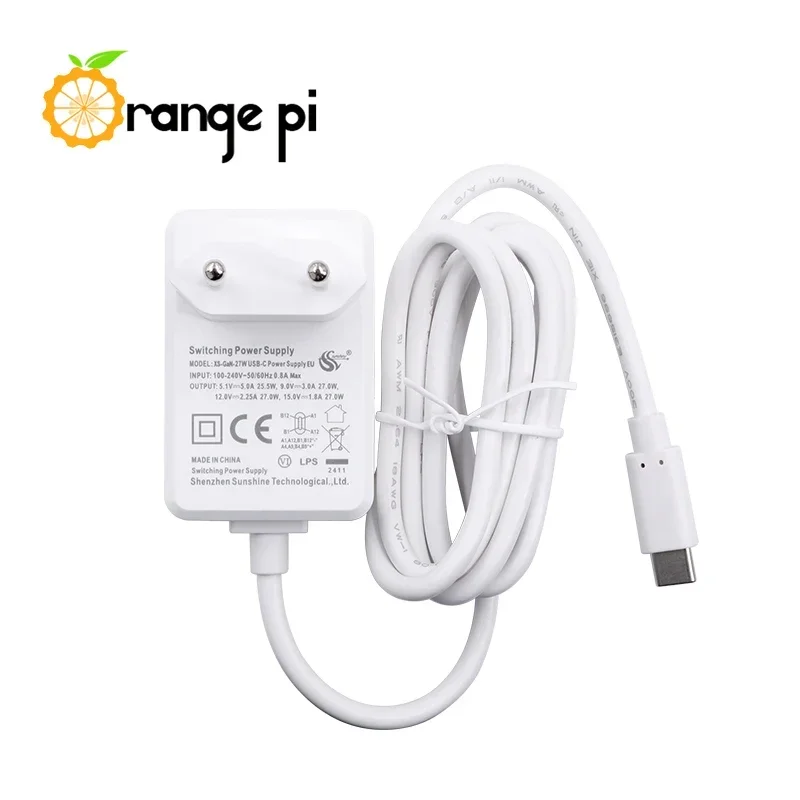 5V5A 27 W EU/US Type-C Power GaN Lader Voeding voor OPi 5 Pro/OPi 5 Max/OPi 5 Plus/OPi CM5 Originele