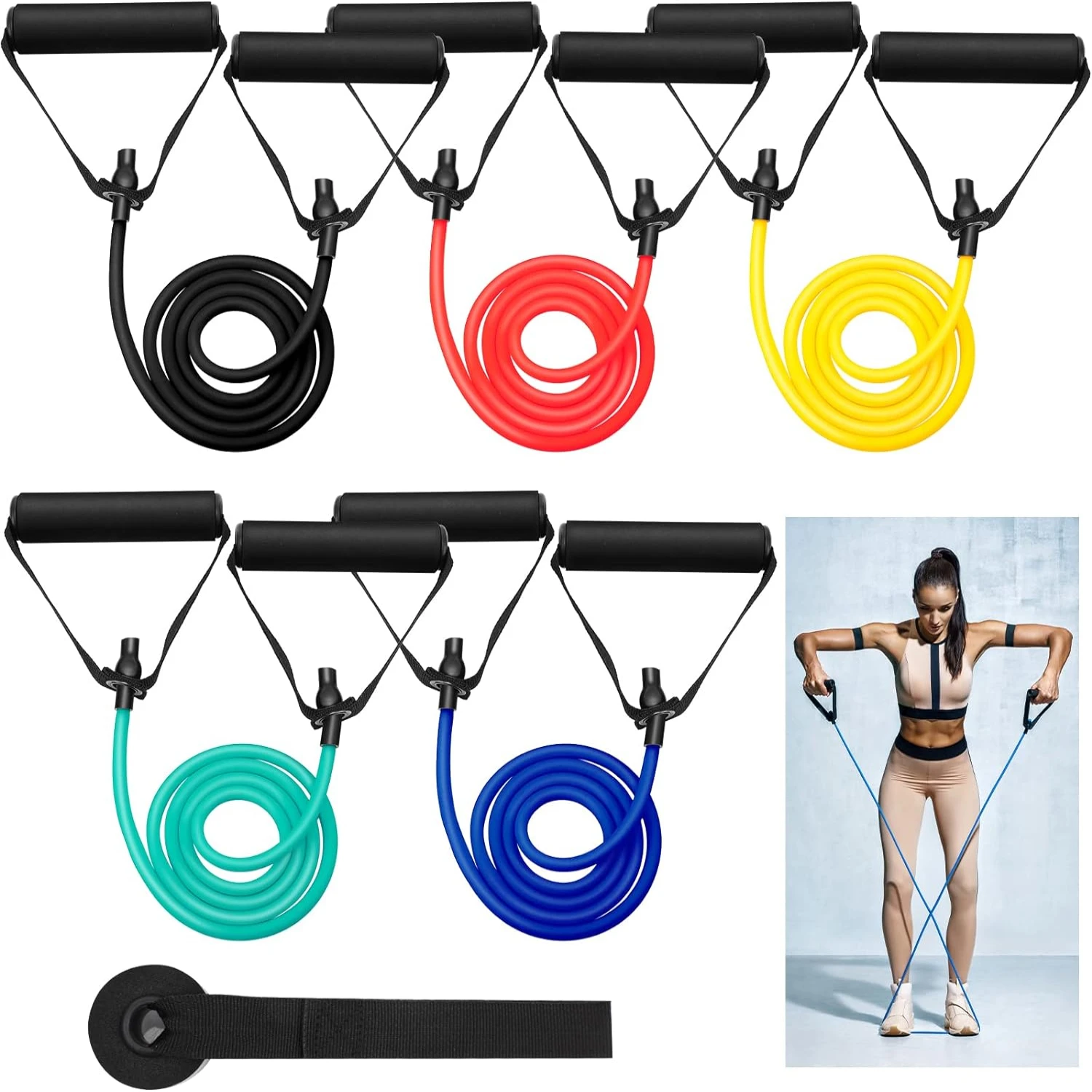 High-Quality Ergonomic Fitness Resistance Bands Set for Men and Women - Improved Muscle Definition - Enhanced Toning and Strengt