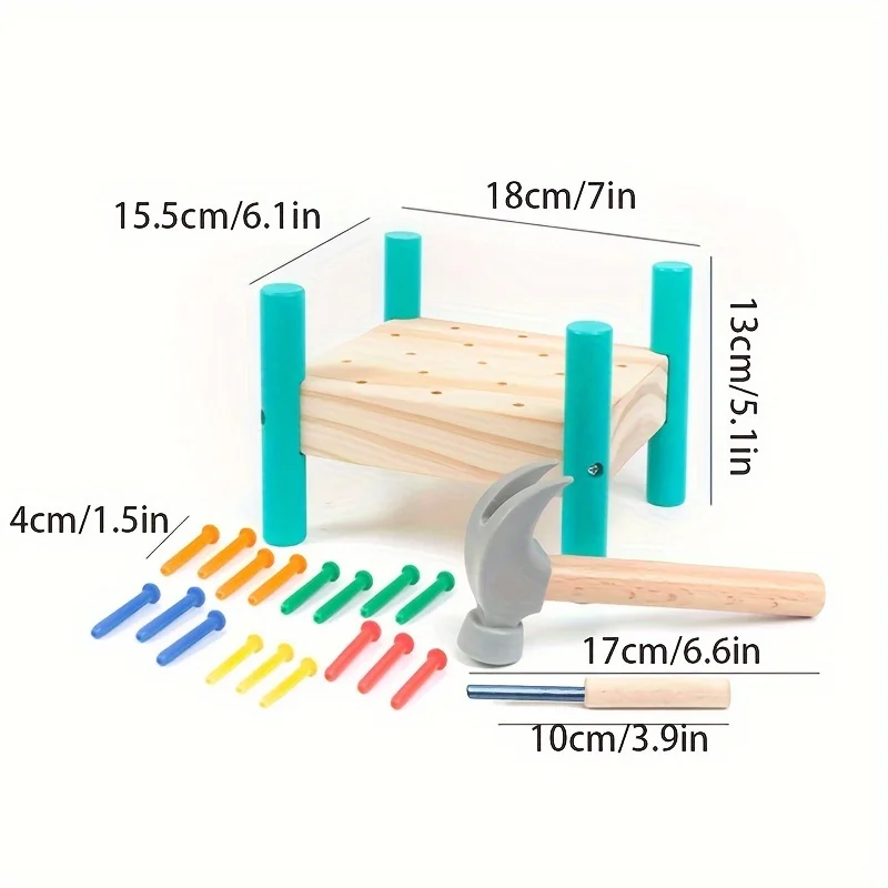 ของเล่นไม้กระดานเจาะรูสองด้าน ของเล่นเสริมพัฒนาการเด็กเล็ก ตอกตะปู ของเล่นเสริมพัฒนาการเด็ก ฝึกการประสานงานระหว่างมือและตา ของขวัญสำหรับเด็กและผู้ปกครอง