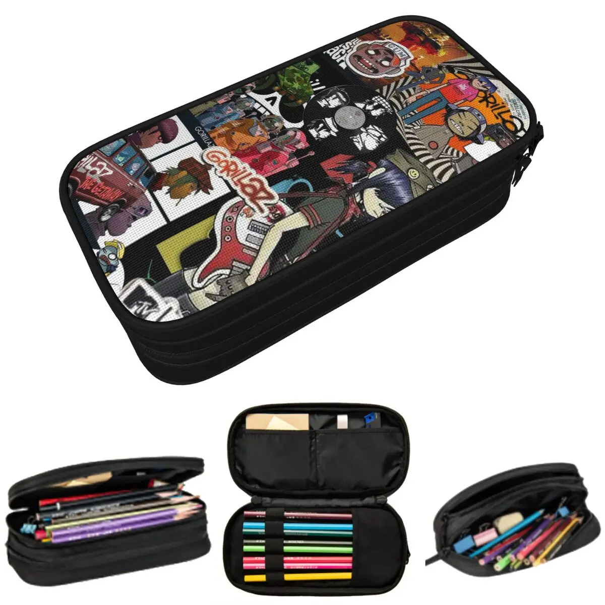 Music Band Gorillaz Pencil Case for Boy Girl School Pen Box Pencil Bag Stationery Supplies Pen Holder Bag