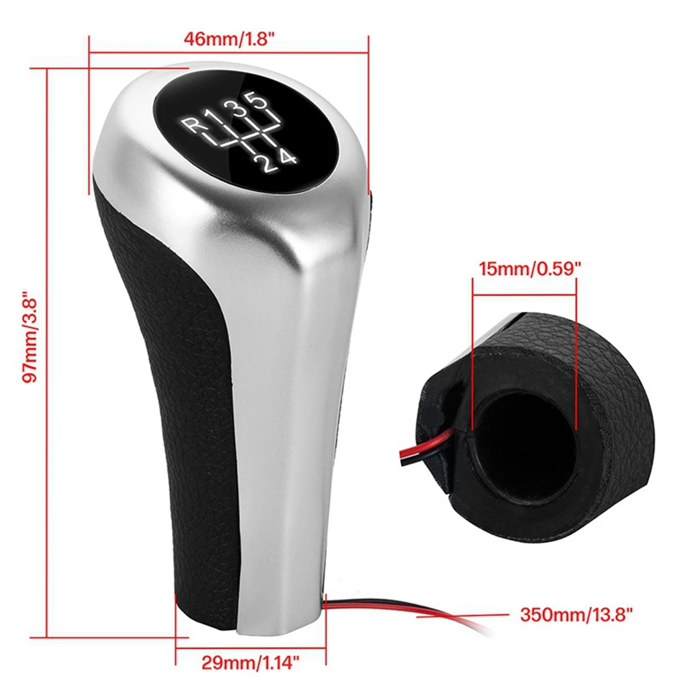 6 Speed Gear Shift Knob W/LED White Backlight Leather Shifter Lever Handle Gear Stick for BMW E46 E90 E91 E92 X1 X3 X5