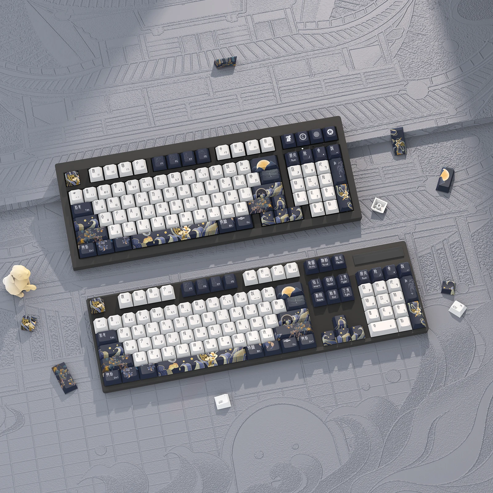 メカニカルキーボードキャップ、チェリープロファイル、pbtキーキャップ、mxスイッチ、dz60、rk61、64、68、keyChクラロン、gmmkpro用のhuadanテーマキーボードキャップ