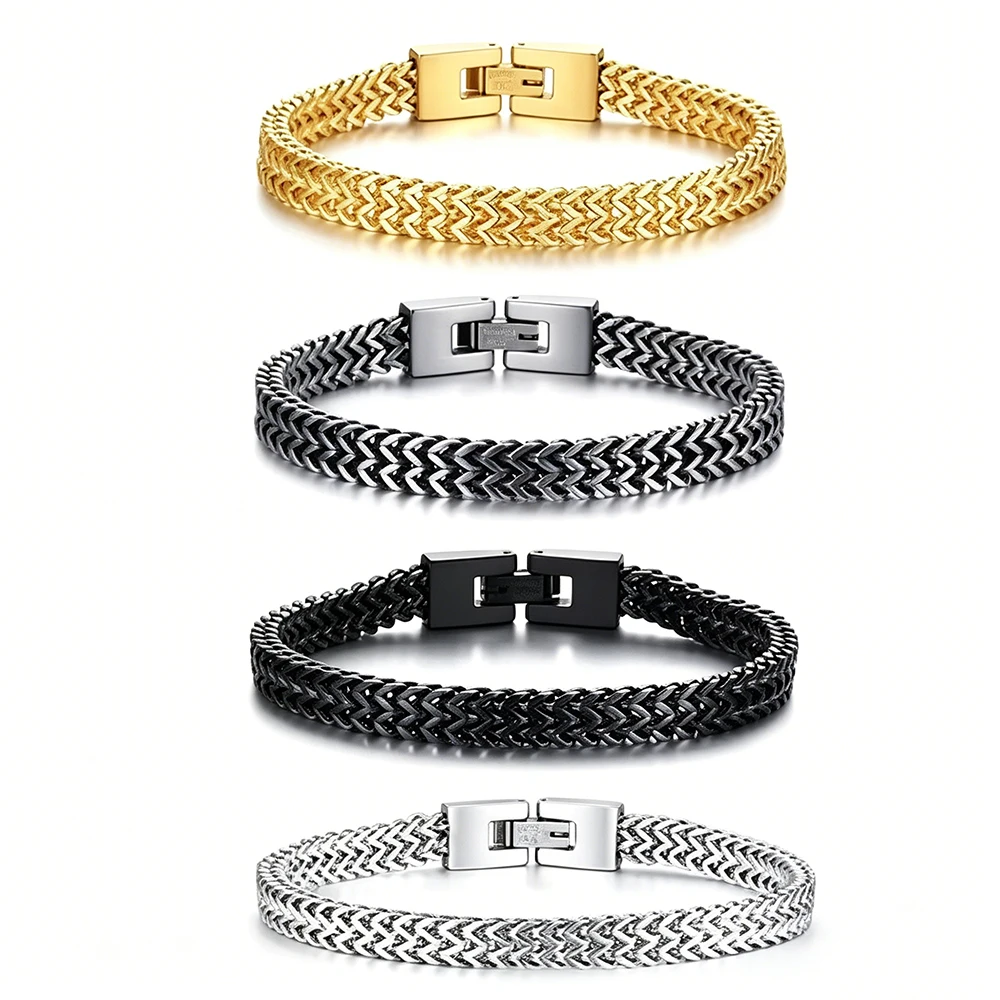 Stilvolle Franco-Gliederketten-Armbänder für Männer und Jungen, 6,5 mm Edelstahl Bali Foxtail-Kettenarmband, trendiger Herrenschmuck als Geschenk.