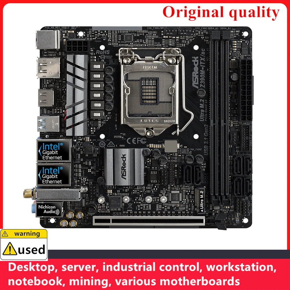 Used For ASROCK Z390M-ITX/ac MINI ITX  Z390M-ITX Motherboards LGA 1151 DDR4 For Intel Z390 Desktop Mainboard M.2 NVME SATA III