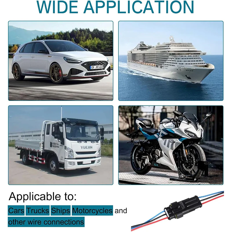 10 pairs 3Pin Way Car Waterproof Connector 16 AWG Electrical Connectors Quick Disconnect Automotive Wire Connectors Marine
