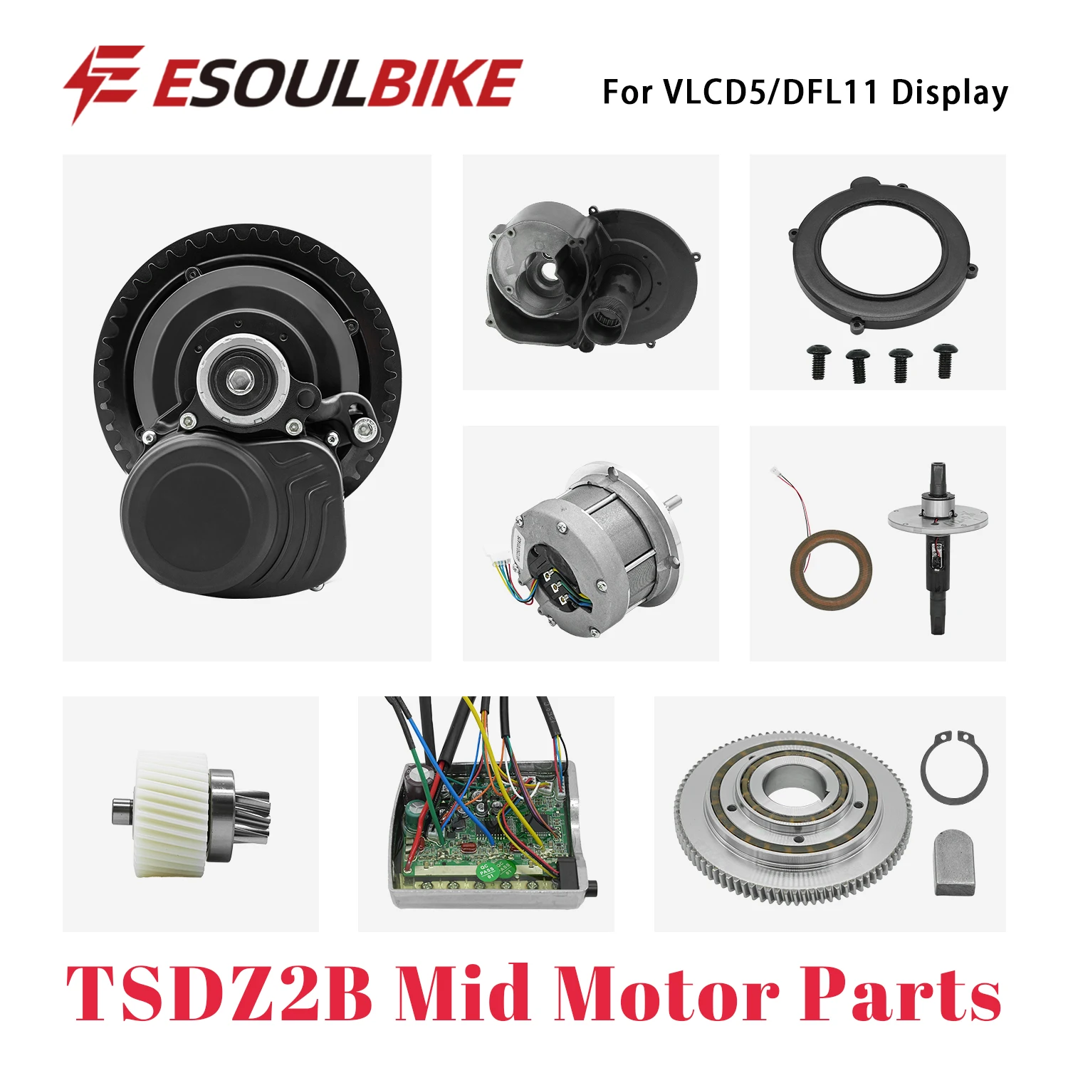 TSDZ2B Torque Sensor White Gear Controller Big gear assembly Replacement Electric Bicycle Parts for 36V 48V Tongsheng Mid Motor