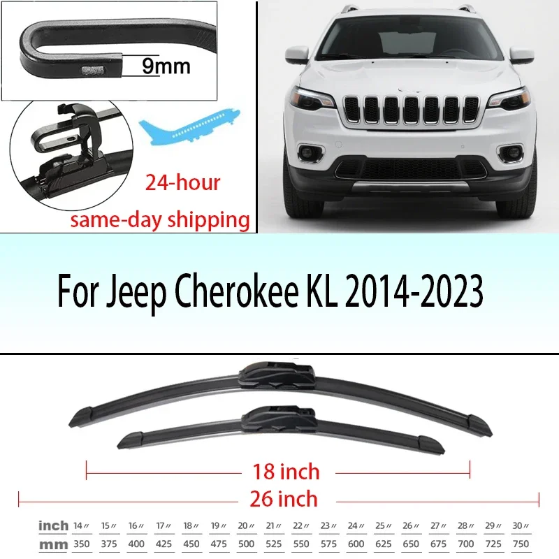 

For Jeep Cherokee KL 2014-2023 2015 2016 2017 Wiper Front Wiper Blades Windshield Windscreen Window Brushes 26"+18"