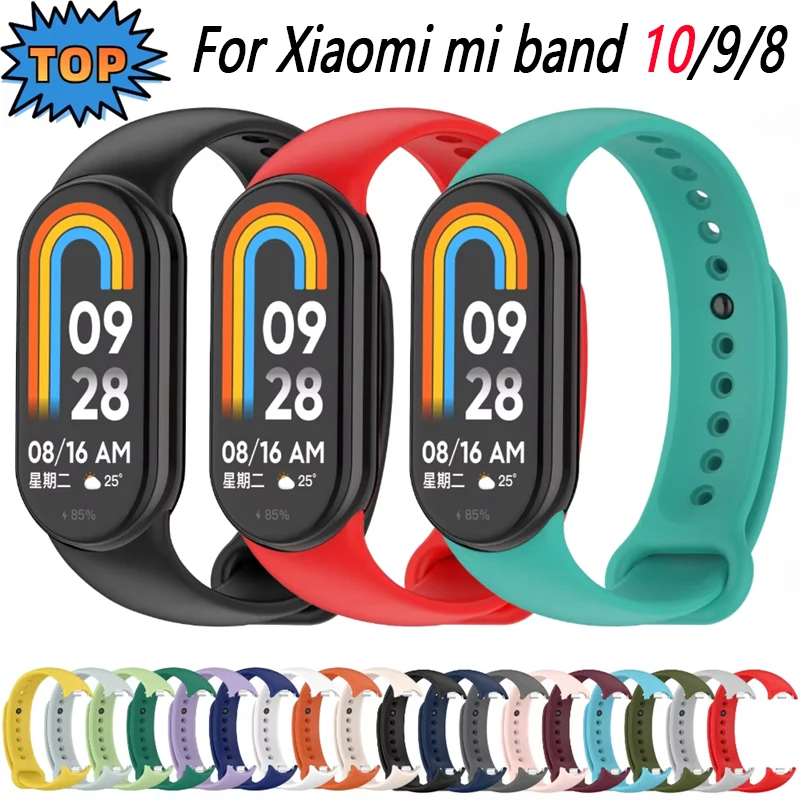 حزام سيليكون رسمي ناعم لـ Xiaomi Mi Band 10 9 8 حزام إكسسوارات سوار قابل للتنفس لـ MiBand 9 8 سوار معصم بديل
