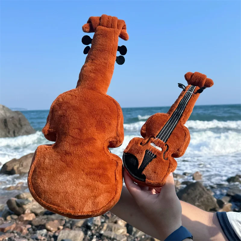 Jouets en peluche de violon de dessin animé 45cm, poupée de violon réaliste en coton, accessoires de prise de Photo Kawaii, décoration de la maison, cadeau pour enfants