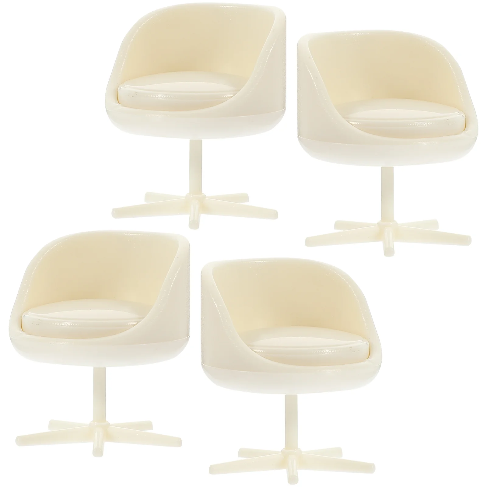 4 Pcs House Furniture Accessories Office Chair Dollhouse White Miniature Toy