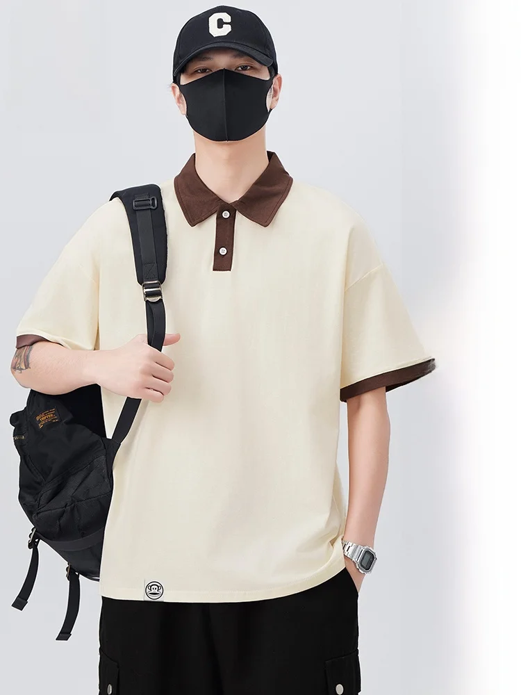 

Футболка Paul Frank из чистого хлопка с отложным воротником, свободного кроя, повседневная, для мужчин, летняя новинка, с принтом «Обезьяна с большим ртом»