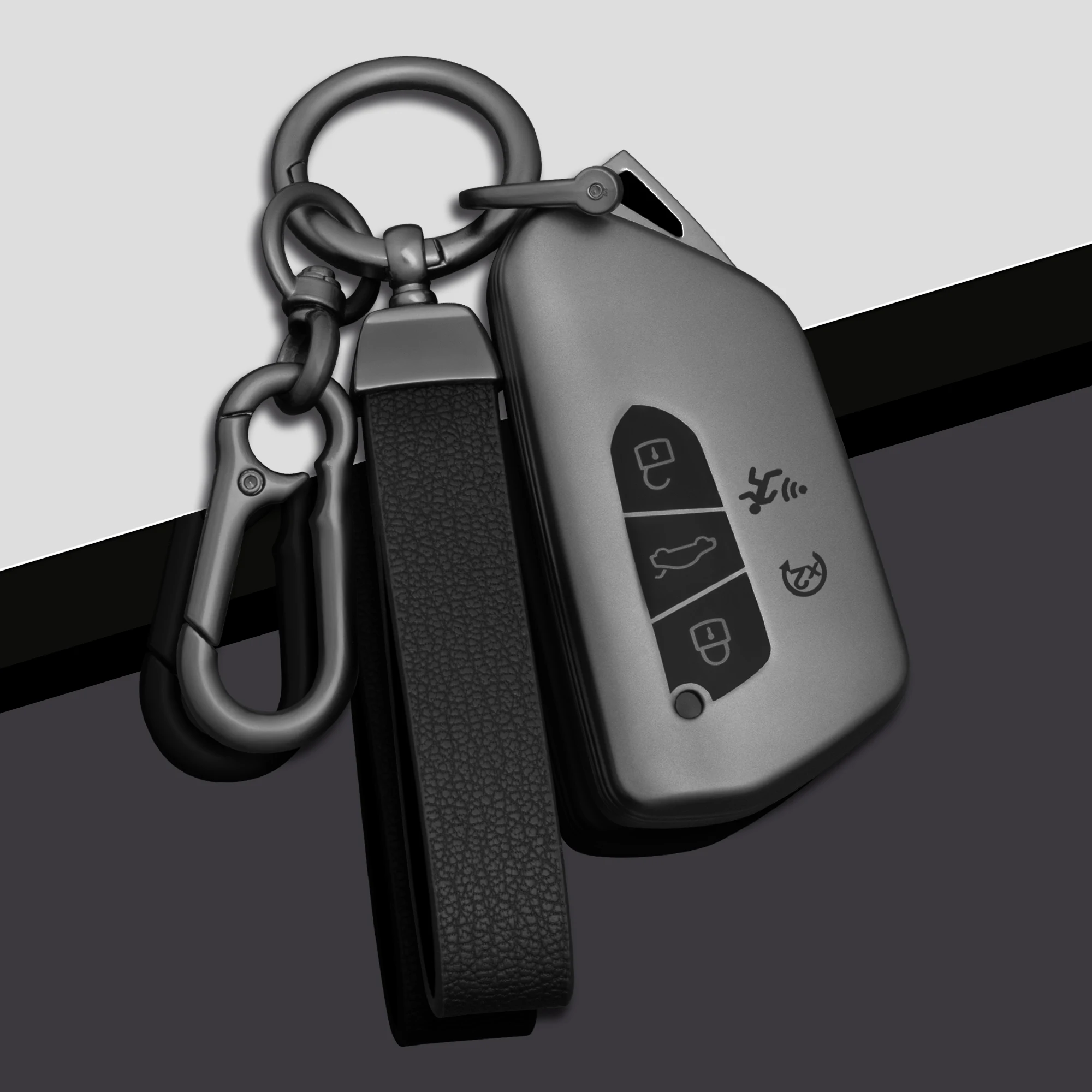 Car Key Case Cover For 2024-2025 VW Atlas Cross Sport 5 Buttons Car Smart Key Fob Ring Chain Cover Case Accessories