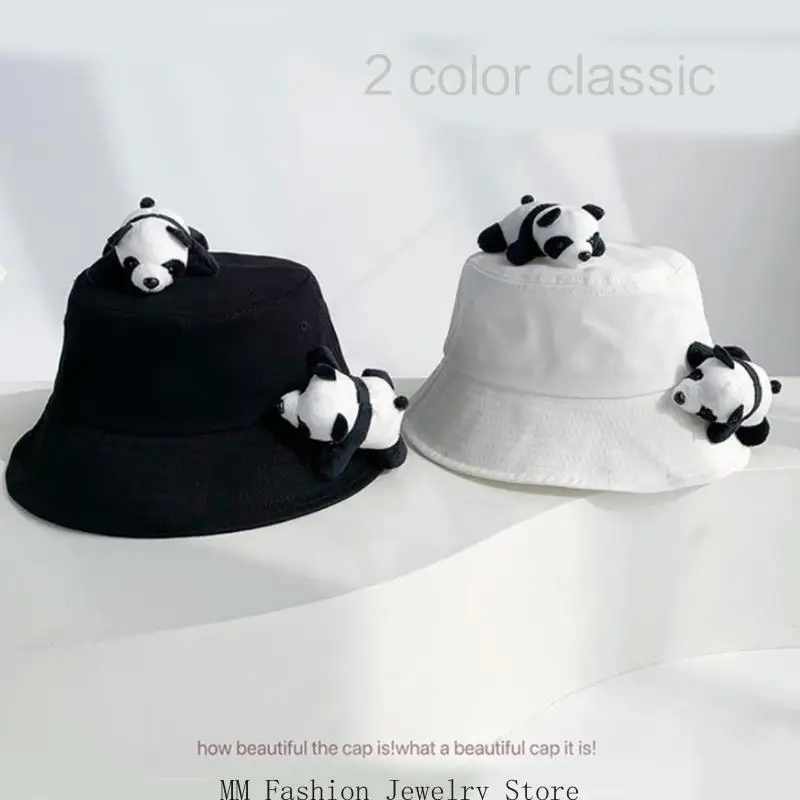 D0UB 팬더 모자 여름 모자 팬더 SunHat 키드 팬더 양동이 모자 Cloches 모자 팬더 어부 모자 분지 모자 여름 중산모 모자