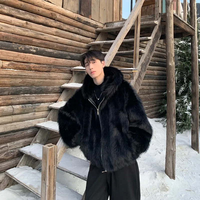 Men's Autumn/Winter Top Coat Faux Fur Eco-friendly Thick Warm Retro Simple Comfortable Loose Casual Design Soft Versatile Skinny