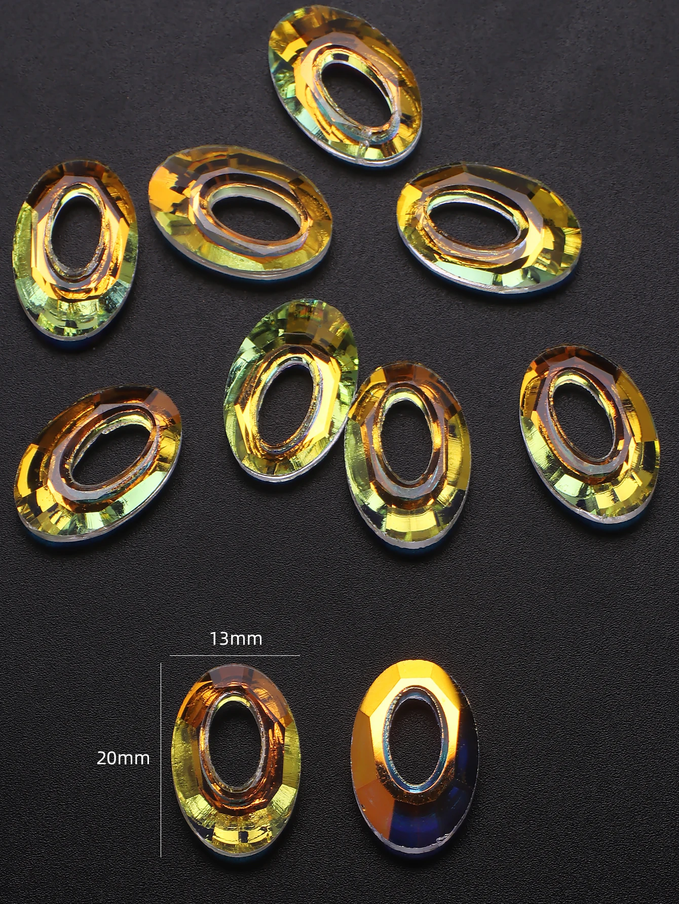 10 Pcs 13x20mm Shiny AB Crystal Prism Glass Oval Pendants Beads Crafts Jewelry Making Hanging Earing Necklace Accessories