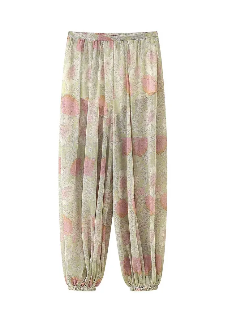 Pantalones estampados con sentido del diseño de alto nivel para mujer, pantalones farol a la moda, pantalones ligeros y finos de calle para otoño 2025