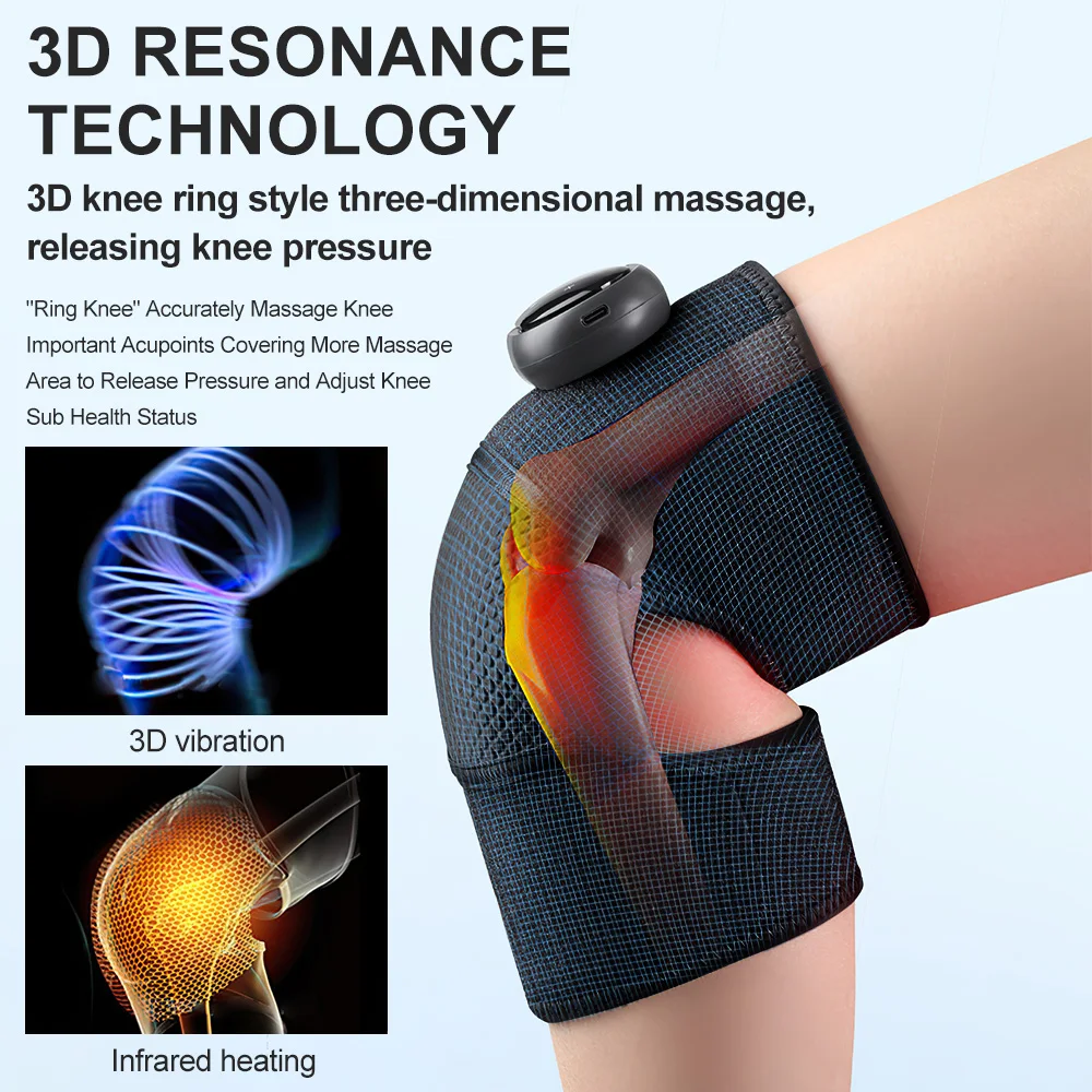 Electric Heated Knee Massager Vibration Adjustable Massage Protectors Knee Shoulder and Elbow Relieve Joint Pain