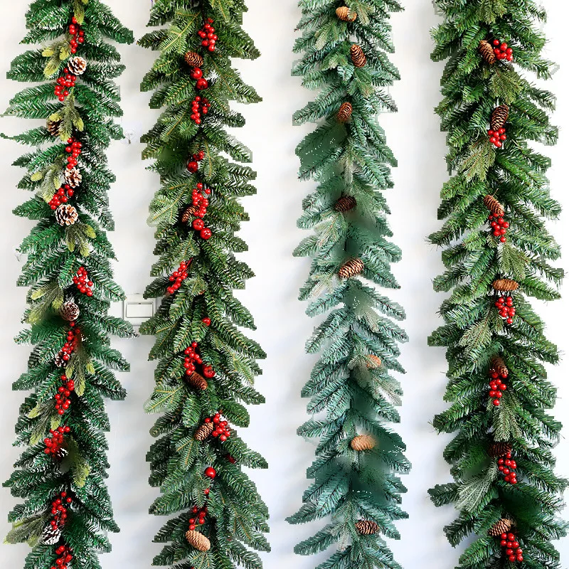 

Рождественское украшение 2,7 м из ПЭ/ПВХ, декоративный флокированный ротанг, подвеска для двери, для свадеб и вечеринок