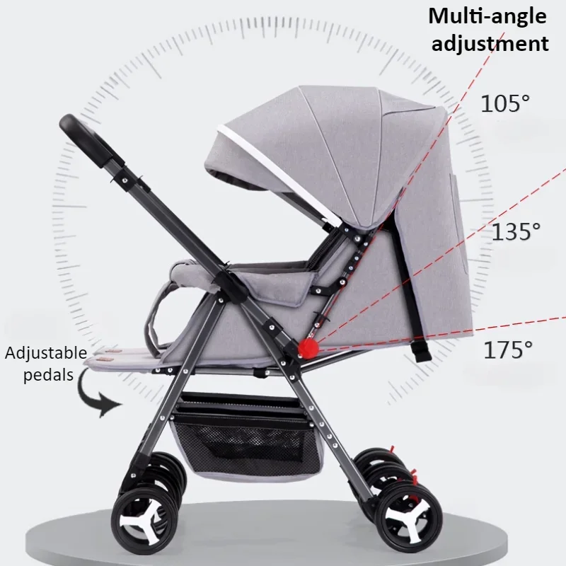 Double Stroller Sit & Lying Side By Side Lightweight Foldable Twin Umbrella Stroller with Universal Front Wheel Two-way Stroller