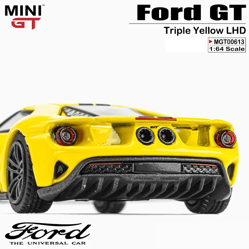 Minigt Schaal 1/64 Ford Gt Drievoudige Gele Lhd Legering Speelgoed Motorvoertuig Diecast Metalen Model Geschenken