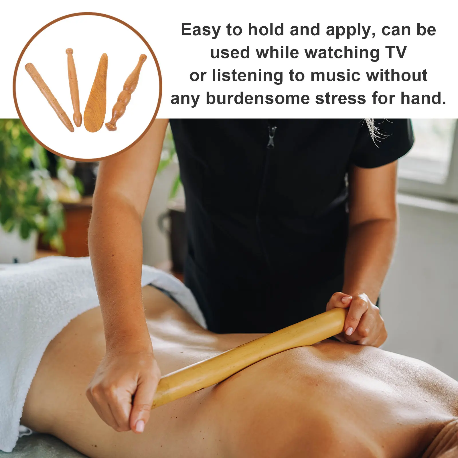 

4Pcs Wooden Massage Rod for Body and Foot Acupoint Scraping Massager for Relaxation and Blood Circulation