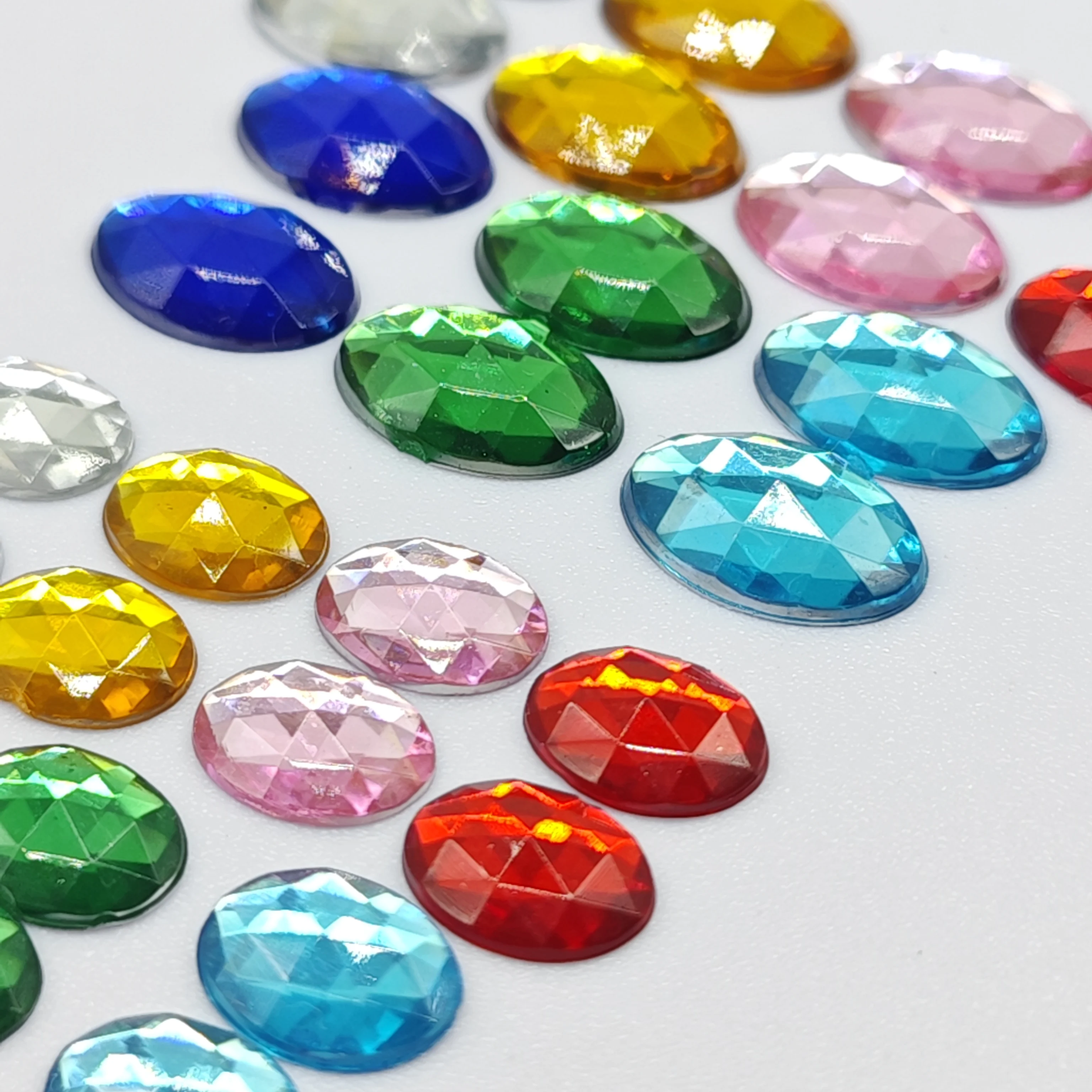 Acryl-Strasssteine mit silberner Rückseite, oval, 8 x 10 mm/10 x 14 mm, 500/200 Stück/Paket, lose Strasssteine mit flacher Rückseite für DIY-Kleidungsstücke und Schuhtaschen