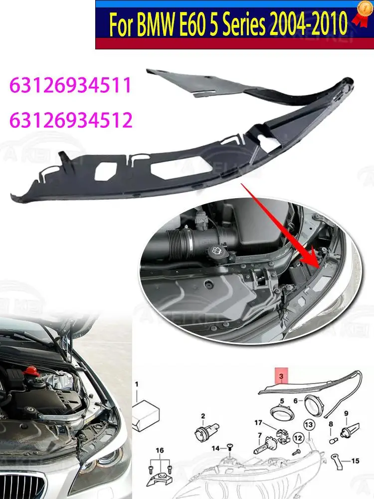 63126934512 Gumowa uszczelka reflektora do BMW E60 serii 5 2004-2010, ozdobna listwa reflektora, uszczelka 63126934511 — 2