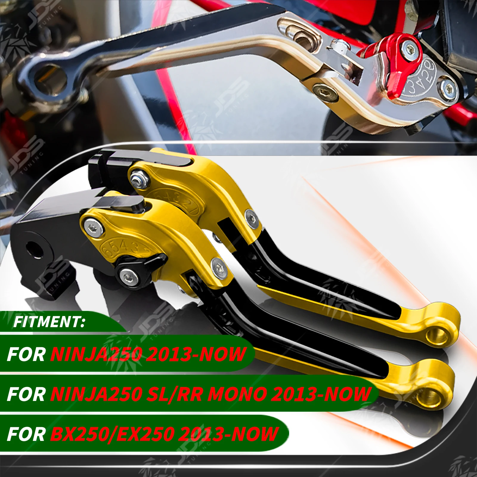 

JDSTUNING For Kawasaki NINJA250/SL/RR MONO/BX250/EX250 2013-NOW Clutch Lever Brake Lever Adjustable Folding Handle Levers Parts