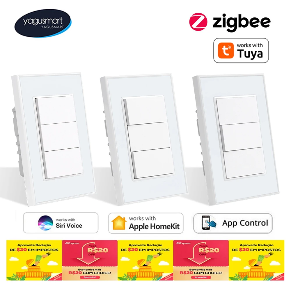 Yagusmart Zigbee Switch Smart Push Button Work with Tuya Homekit Alexa Google Home Voice Control Zemismart Zigbee Smart Switches