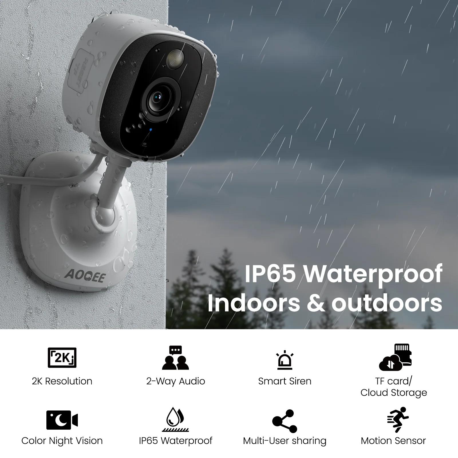 AOQEE Outdoor/Indoor Security Cameras 2.4Ghz, 2K HD Wireless WiFi/Pet Dog Cat Baby Monitor Camera for Home Security Waterproof - Detail 1