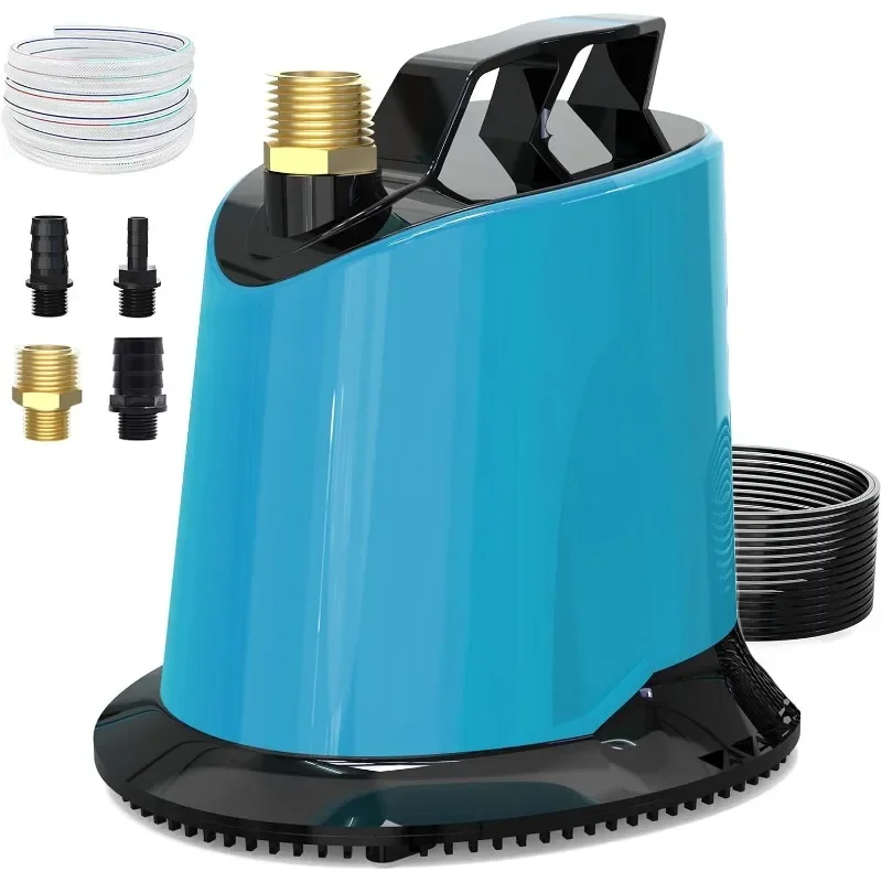 125W 1100GPH Submersible Water Pump with 16ft Drainage Hose, 25ft Extra Long Power Cord & 4 Hose Adapters