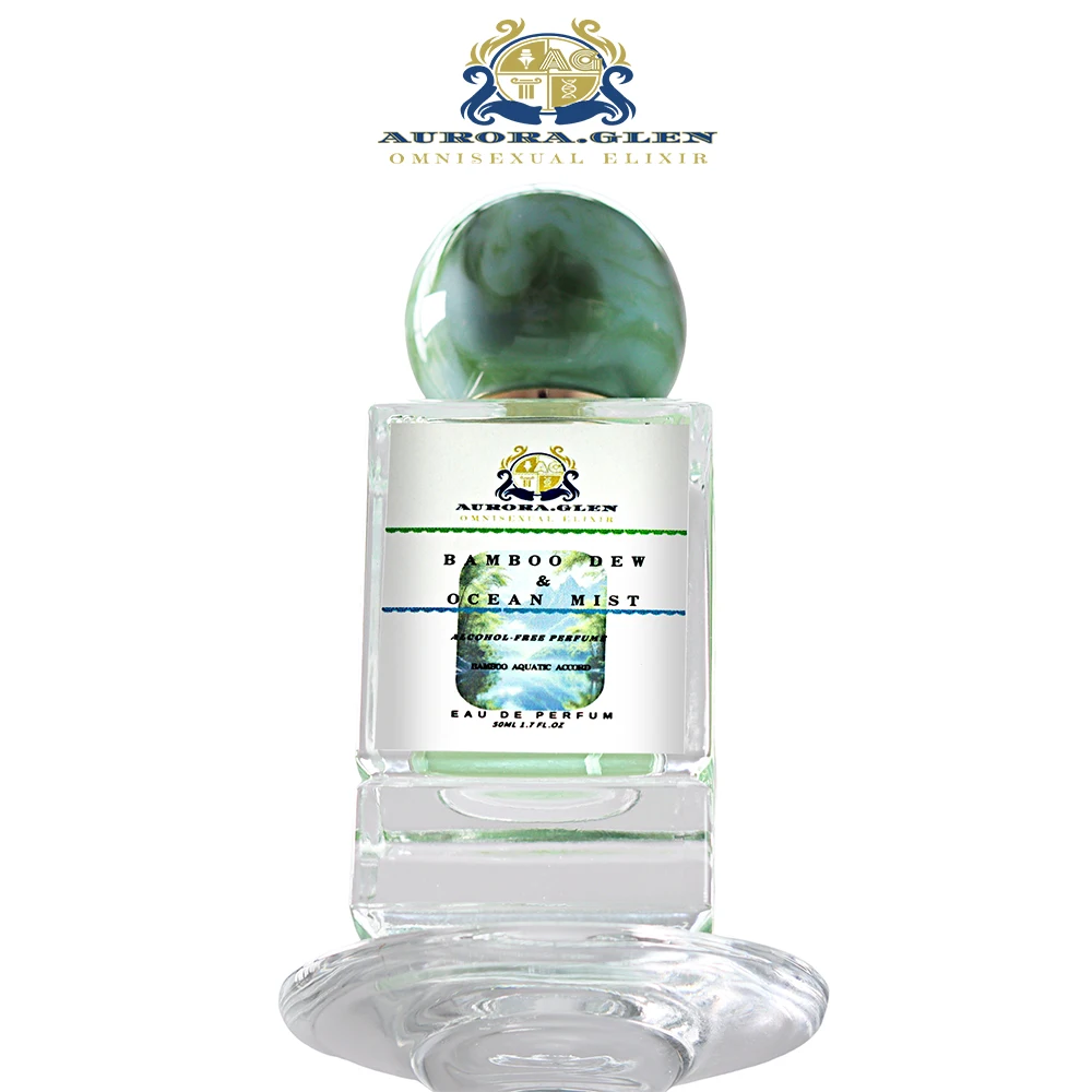 Perfume sin alcohol para hombres y mujeres 50 ml de rocío de bambú y niebla oceánica Perfume acuático de bambú - Bergamota Océano Jazmín Almizcla verano