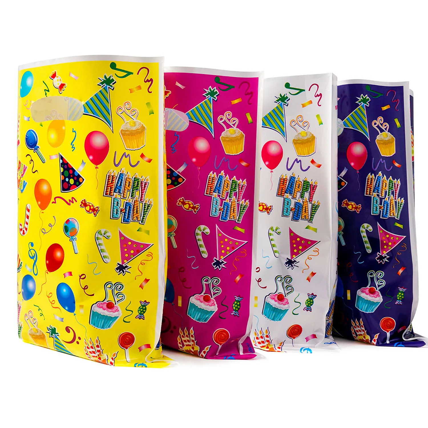 Bolsas de regalo estampadas para niño y niña, bolsa de plástico croma para dulces, botín para fiesta de cumpleaños, suministros de decoración, 10/20 piezas