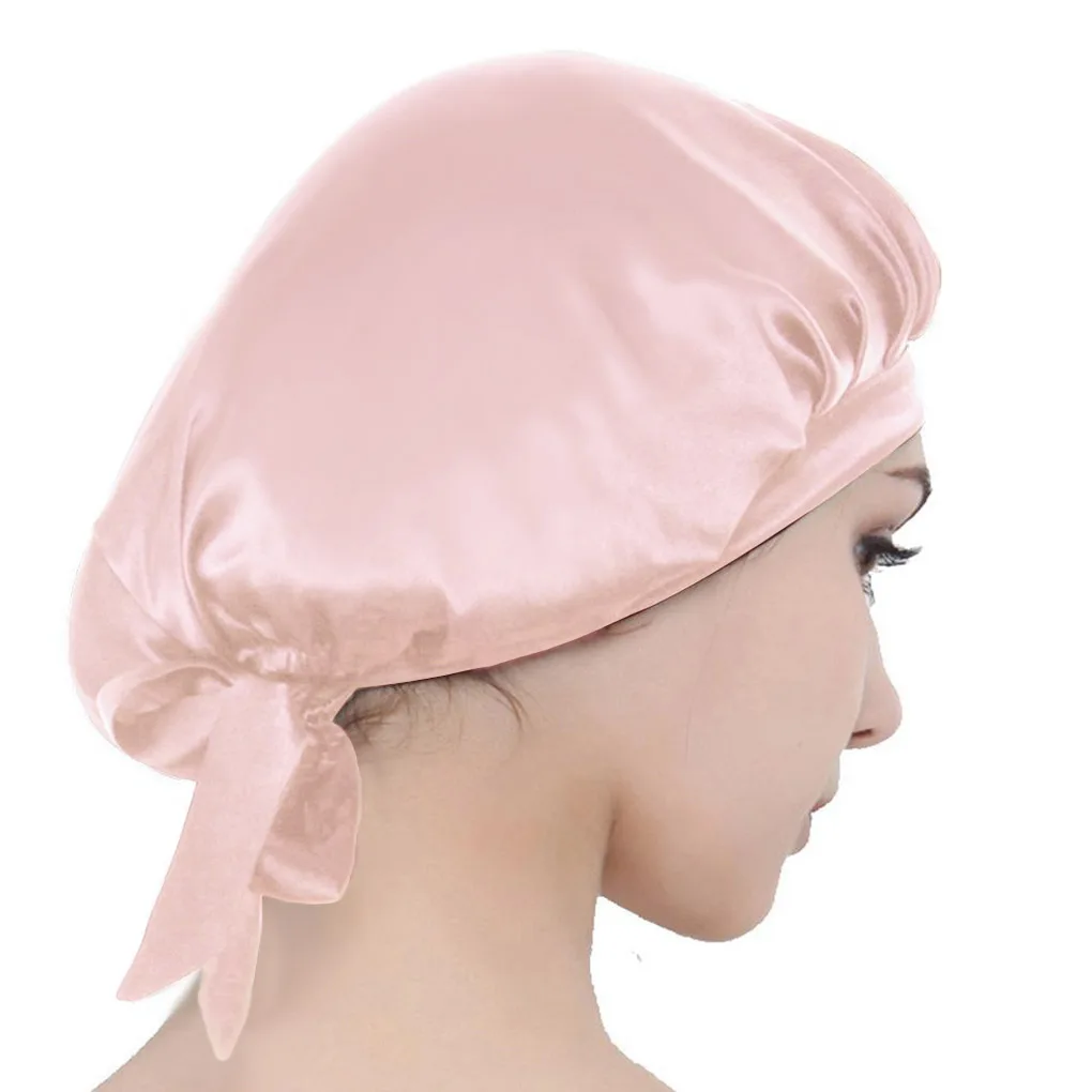 

2/3 Nightcaps with Elastic Band Sleeping Cap Adjustable Haircare Wrap Long Hair Sleep Hat Headwear Household Bathroom Pink