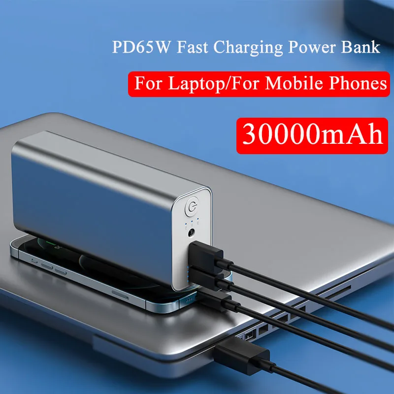 

PD65W Fast Charging Power Bank 30000mAh for Laptop Notebook USB C Two Way Fast Charger External Battery Powerbank for iPhone 16