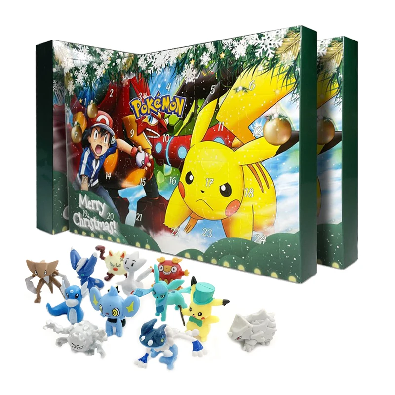 Pokemon Figure Advent Calendar 4 Models Box Toys Halloween Gift Boxed Pikachu Action Figure Mini Model Child Halloween Gifts