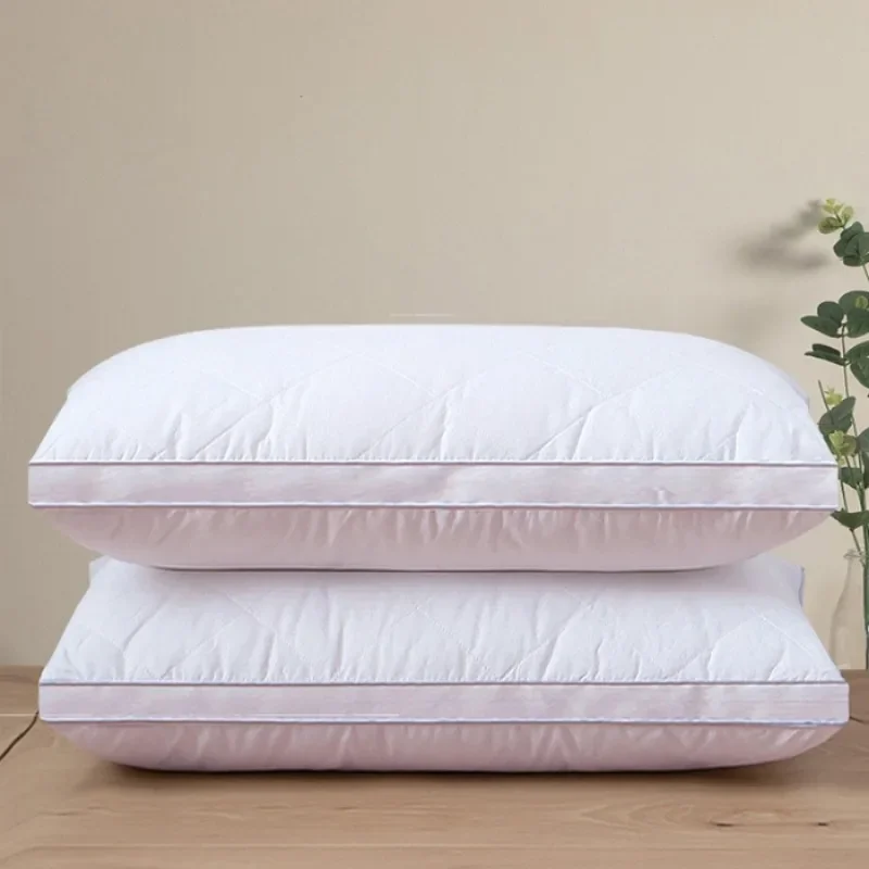 2025 new bilateral skin-friendly quilting embroidery solid color pillow comfortable three-dimensional pillow 48x74cm one piece