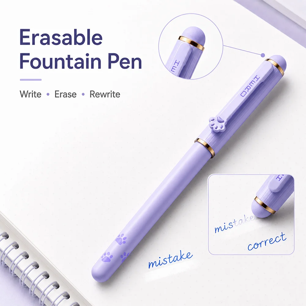 Cat Paw Shaped HERO P360 Fountain Pen Magnetic Cap EF Extra Fine 0.38mm Iridium Tip Support Thermosensitive Erasable Ink Ergonom