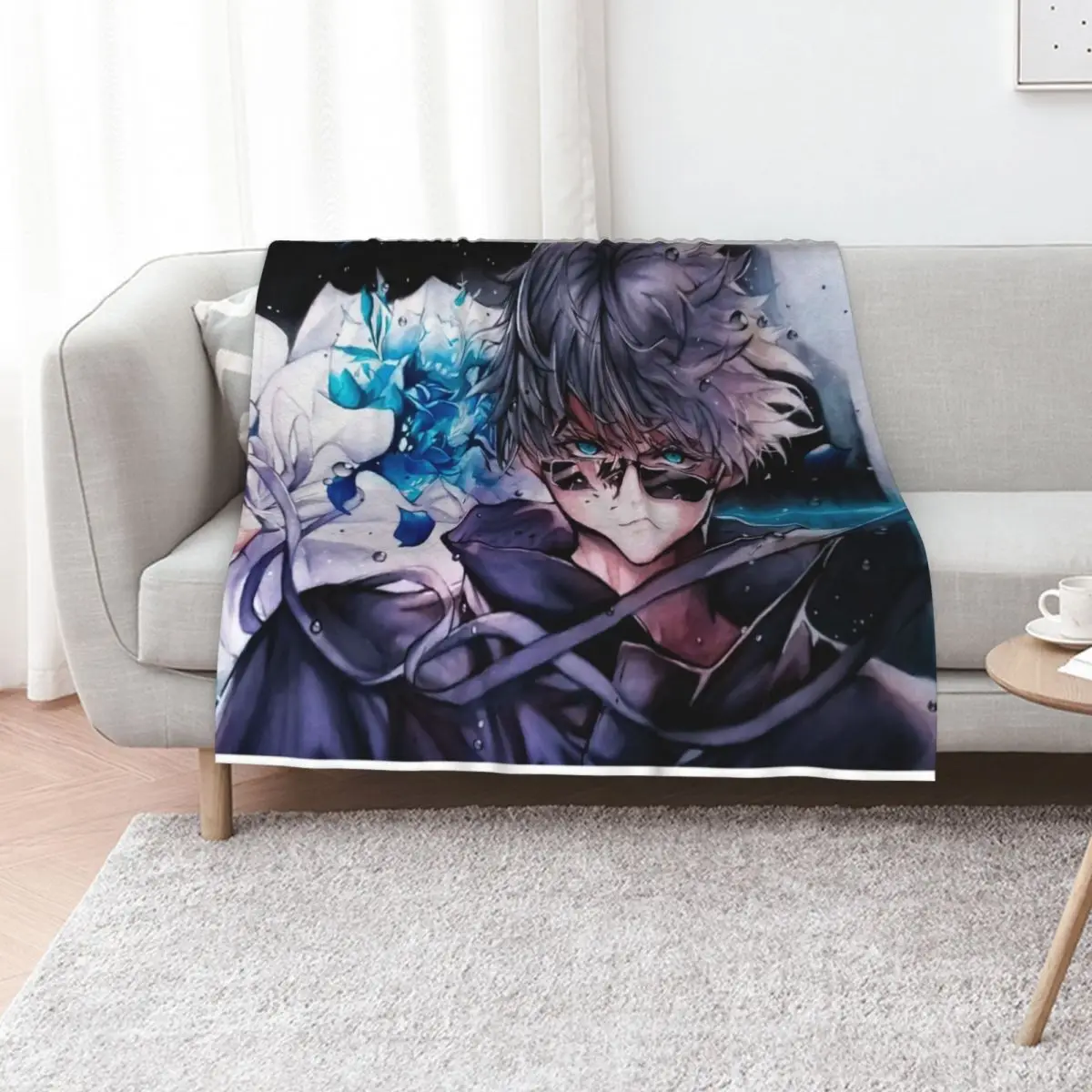 Gojo satoru art Throw Blanket Ultra Soft Flannel Fleece Blanket for All Seasons