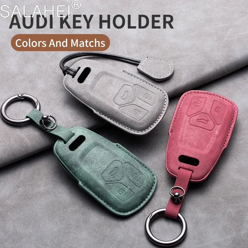 Sheepskin Car Smart Key Case Cover Shell For Audi A6 A4 A5 A7 A8 C8 Q8 8S 8W Q7 B9 4M S5 S4 S7 D5 TT TTS TFSI E-Tron Accessories