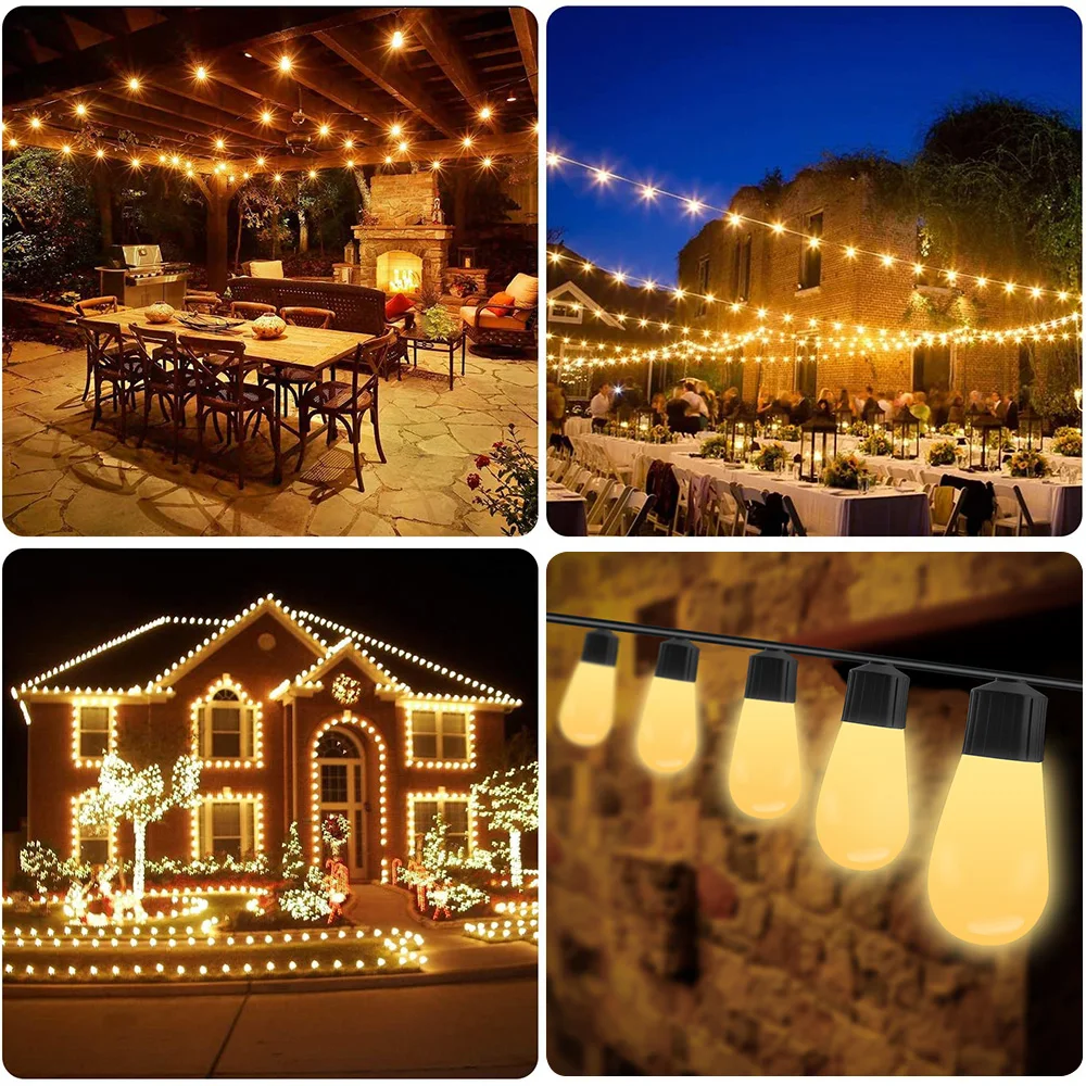 Festoon LED Solar Bulb String Light Fairy LED Outdoor Waterproof For Christmas Party Garden Decorative Garland Lamp Street Patio