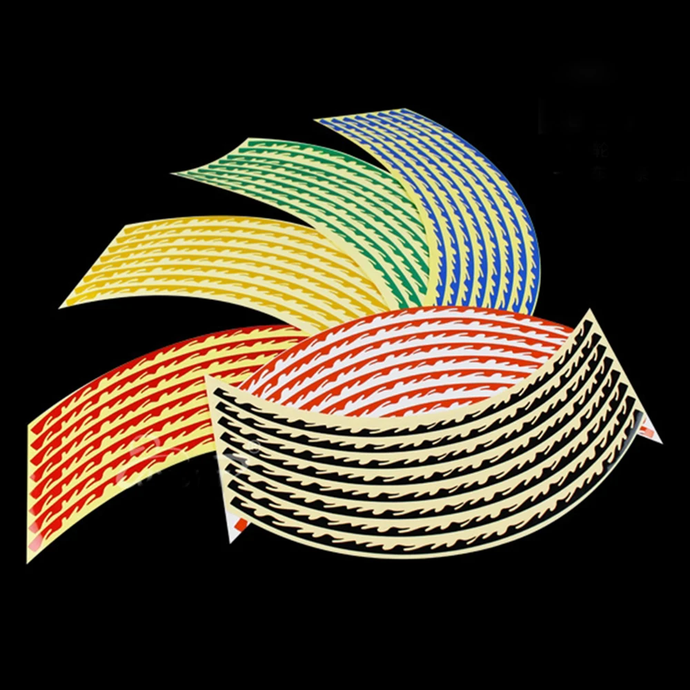 18 inch Motorcycle Reflective Wheel Rim Stickers 16 Strips Luminous Stickers Wheel Disc Stickers