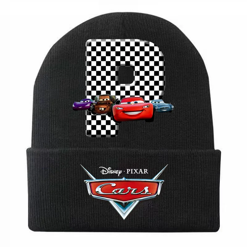 Disney Cars Lightning McQueen 26 English Letters Printed Hat Winter Warm Children Hat Knitted Cap Beanie Hat Girl Boys Hats Gift