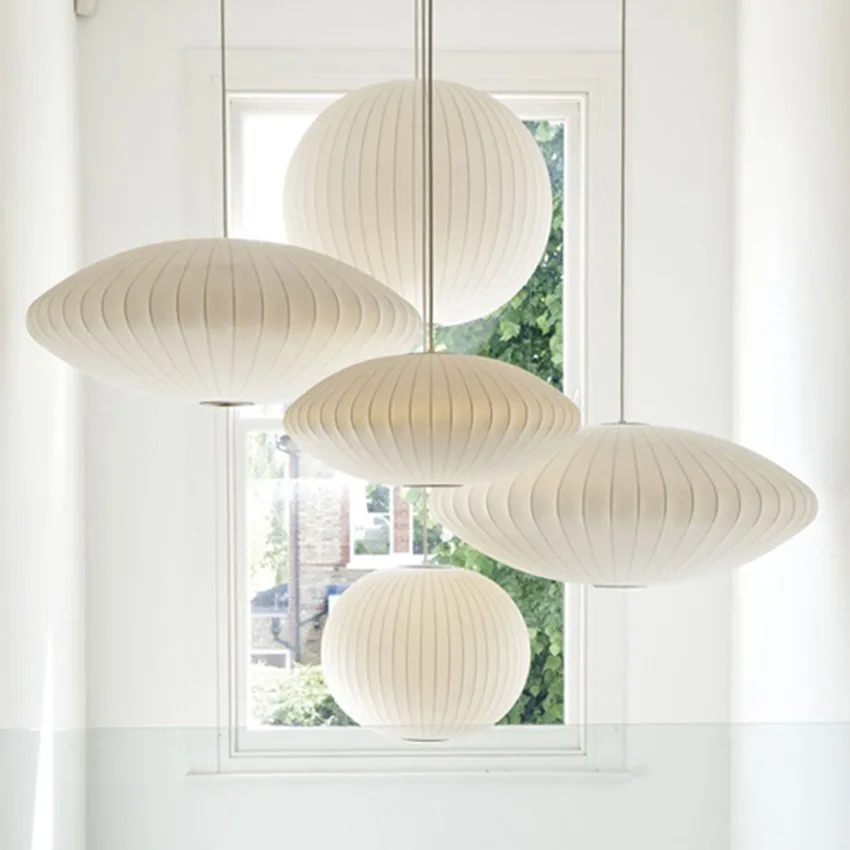 جورج نيلسون مصباح اليابانية الثريا الدرج قاعة الطعام بار الملابس الدنماركية الاسكندنافية مصباح حصير بريق قلادة مصباح #2